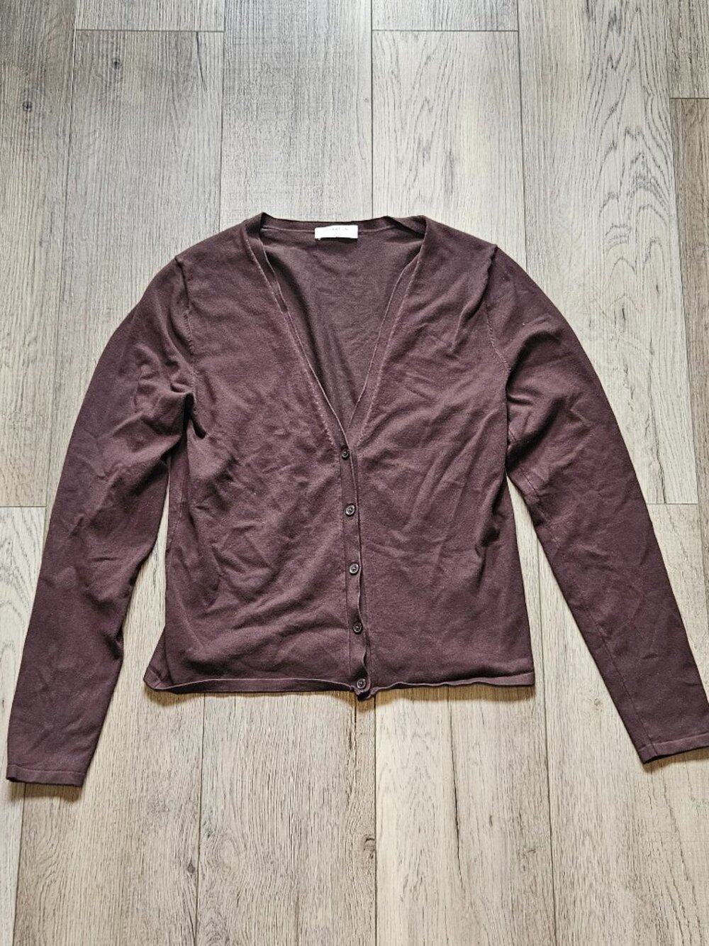 Aritzia Babaton Womens Size Large Chocolate Brown V Neck Cardigan Sweater Knit L